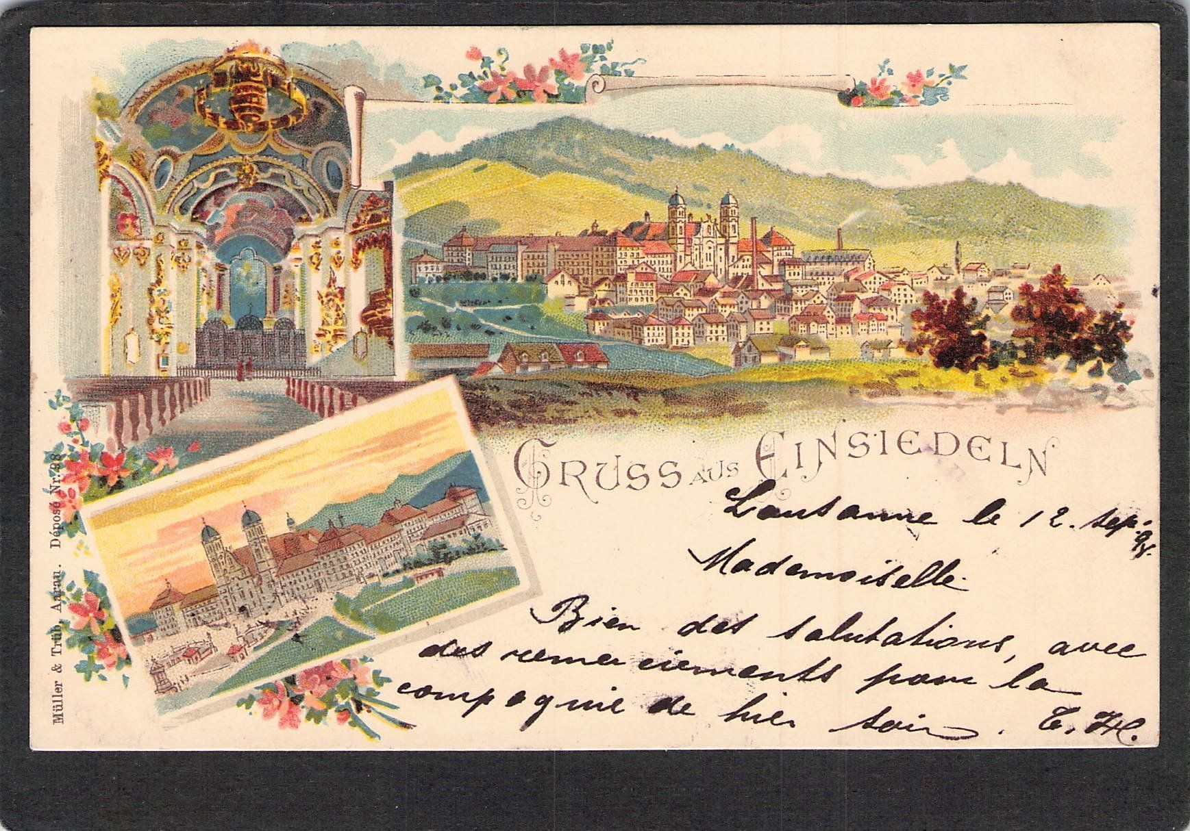 Cartoline postali: ^Lithografie Gruss aus Einsiedeln , gel. 1908 – Usato da Reichenburg venduto da Pipo-67