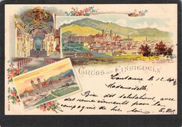 ^Lithografie Gruss aus Einsiedeln , gel. 1908