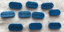 10 Handmade blau Knöpfe Aufnäher Näh Knopf Holz annähen OVP