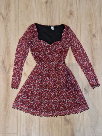 Floral Print Mini Dress with Long Sleeves