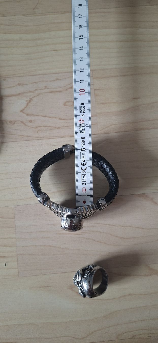 Altri gioielli: Herren Schmuck Edelstahl Leder Skull – Usato da Bern venduto da Stalino 4