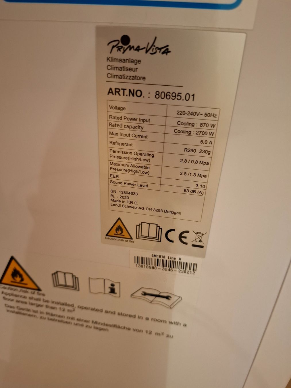 Klimageräte: Klimagerät Prima Vista inkl. Fensterkit – Gebraucht aus Zürich von Sonnentag0 2