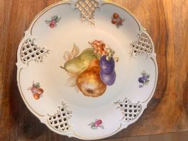 1 Vintage Obstteller / 11Porzellan Kuchenteller mit Goldrand