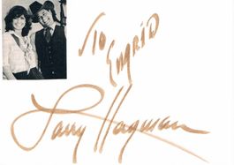Larry Hagman 1931-2012 Autogramm signiert Karte Magazinbild