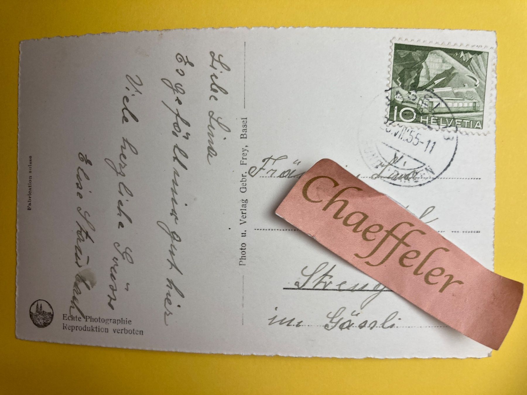 Cartoline postali: 1955 Basel, Teilansicht mit Rathaus und – Usato da Zürich venduto da Chaeffeler 1