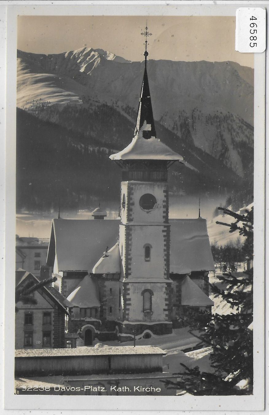 Cartoline postali: Davos-Platz - Kath. Kirche im Winter – Usato da Ettingen venduto da Kartenplanet