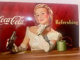 2 Vintage Coca-Cola Blechschild Schilder Retro Werbung