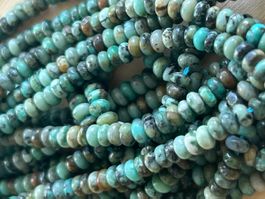 Strang echte african Turquoise rondelle 2 x 4 mm