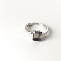 Ring Rauchquarz eckig rechteckig Baguette 925 Silber 52