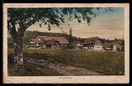 AK Wikartswil, Ortsansicht mit Bauernhäusern und Feld