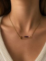 Handgefertigte Halskette Edelstahl vergoldet Amethyst
