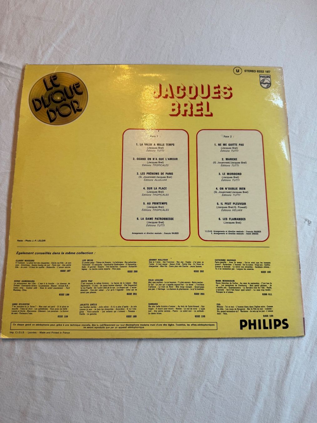 Dischi in vinile: Jacques Brel - Le Disque d'Or, Vinyle Original Philips – Usato da la Chaux-de-Fonds venduto da Lampe 1