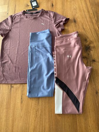 2x Leggings von Under Armour & Puma Shirt
