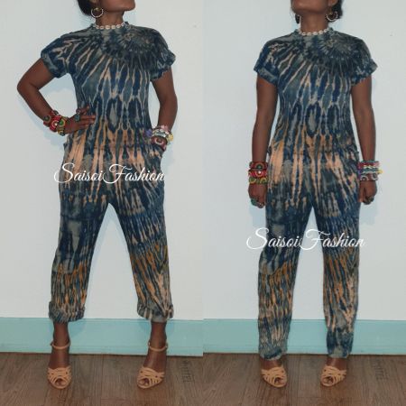 Batik Handgefärbt Sommer unikat Boho Overall XS-S