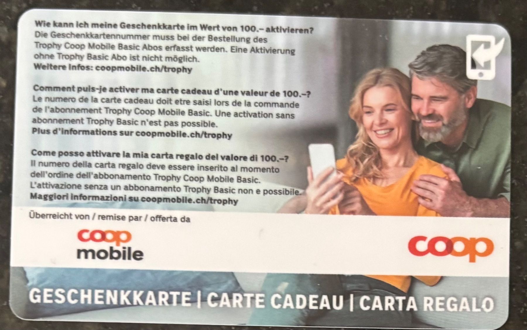Buoni: Abo Coop Mobile Basic -53% + carte cadeau 100.- Coop – Nuovo e nell'imballaggio originale da Cudrefin venduto da sdz_trl6 5