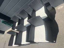 Gartentisch mit 6 Stühlen Polyrattan Holzoptik