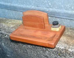 VINTAGE Schreibtischgarnitur Holz Organizer m Pelikan leer
