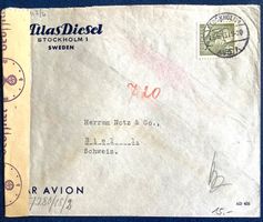 1943 Schweden Zensurbrief Deutsches Reich - nach Biel