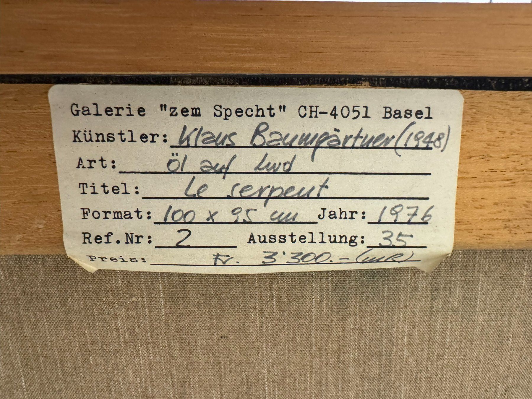 Poster & Bilder: Klaus Baumgärtner / Le Serpent – Gebraucht aus Gisikon von ma_6045 1