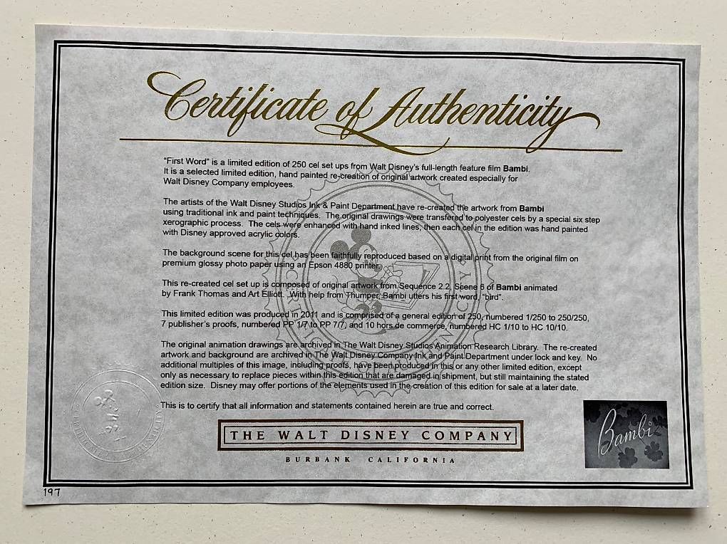 Foto & Immagini: Limitierte Original Ink-Cel von Disney "Bambi" – Nuovo e nell'imballaggio originale da Neftenbach venduto da Zimmi013 4