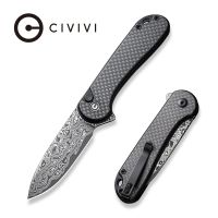 CIVIVI Button Lock Elementum II Damascus Carbon Fibre 