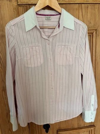 hellrosa Esprit Bluse mit grauen Streifen, Gr. 38