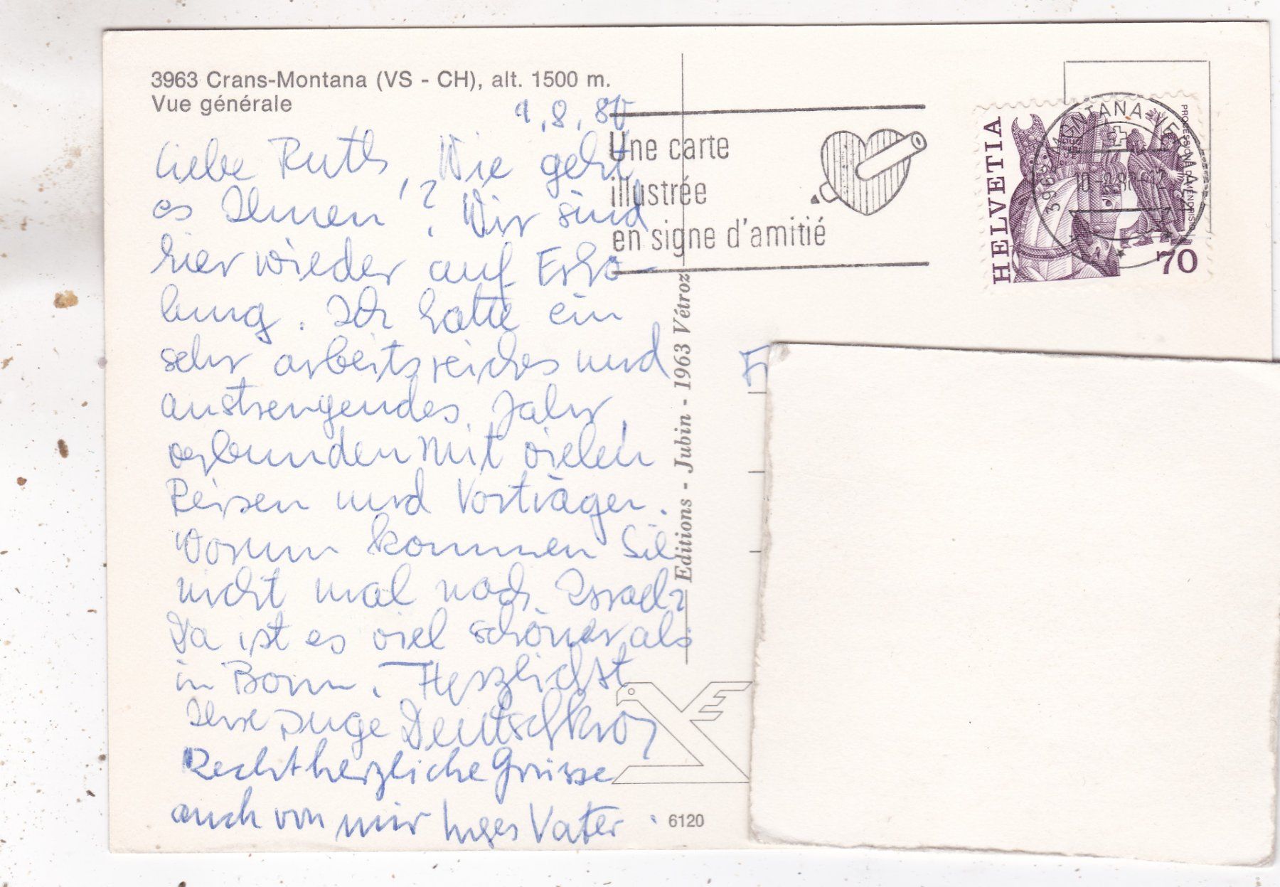 Cartoline postali: Crans- Montana 1980 – Usato da Herisau venduto da Lisegrat2008 1