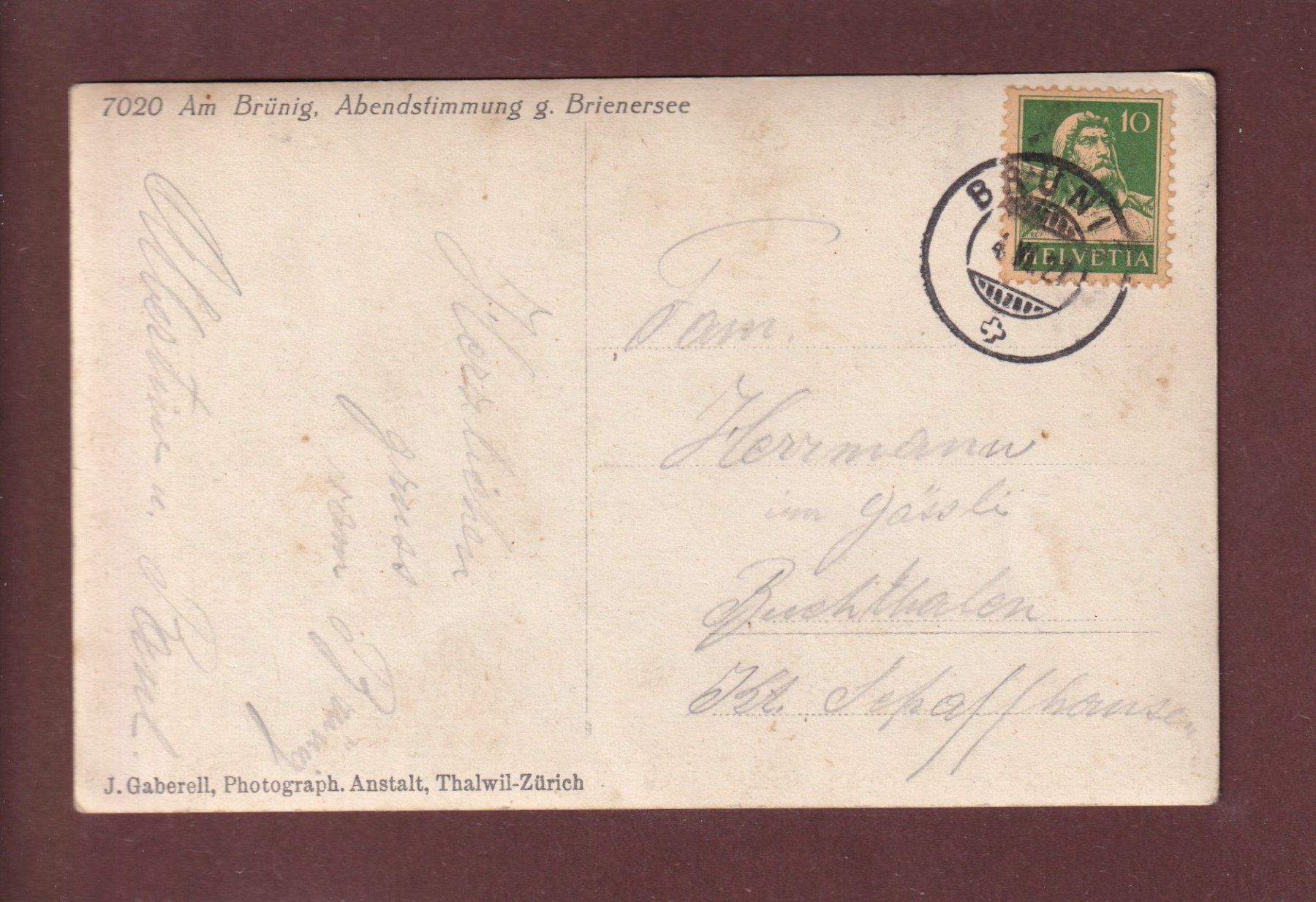 Cartoline postali: Am BRÜNIG - Auto - Abendstimmung - 1927 – Usato da Pully venduto da nicecards 1