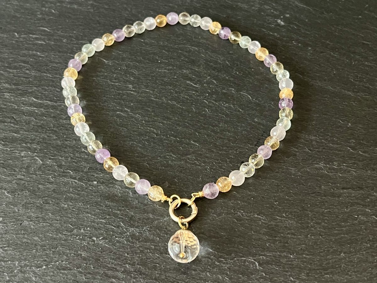 Catenine: Citrine Amethyst Rose Quartz Necklace - Gold Plated Silver – Nuovo e nell'imballaggio originale da Rüschlikon venduto da ThereseJewelryDesign 4