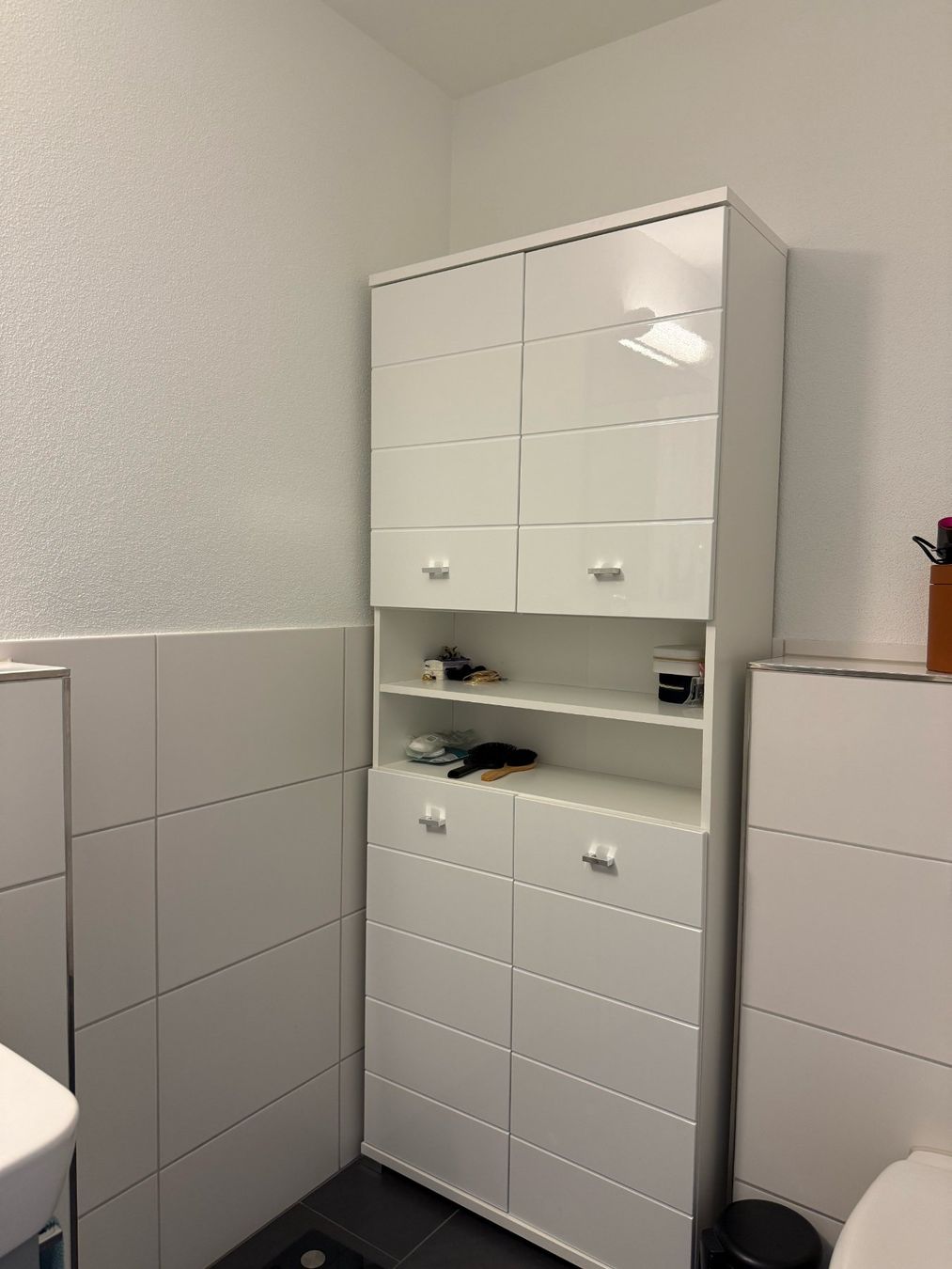 Bad-Hochschrank weiss Hochglanz, 75 × 30 × 190 cm, wie neu (D'occasion ...