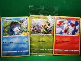 Pokemon 25th Anniversary  Set 8 XXL 3er Grookey, Scorbunny