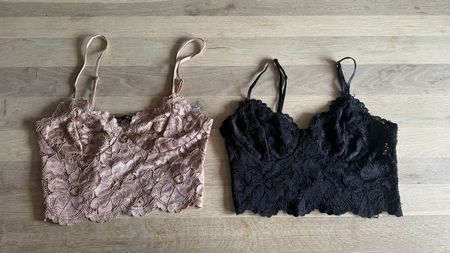 ZARA 2er Set Spitzen Bustier Tops Schwarz Camel Gr. S