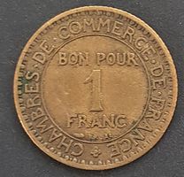 Frankreich 1923, 1 Franc, Alu-Bronze Münze