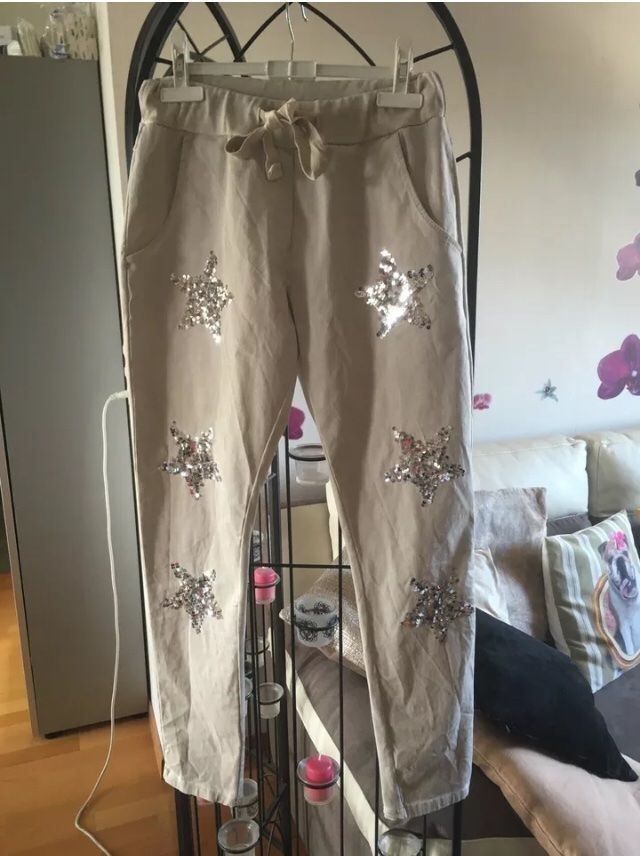 Pantaloni: Pantalon souple jogging sportswear beige étoile  sequin34/36 – Nuovo (secondo la descrizione) da Genève venduto da Libellule477 1