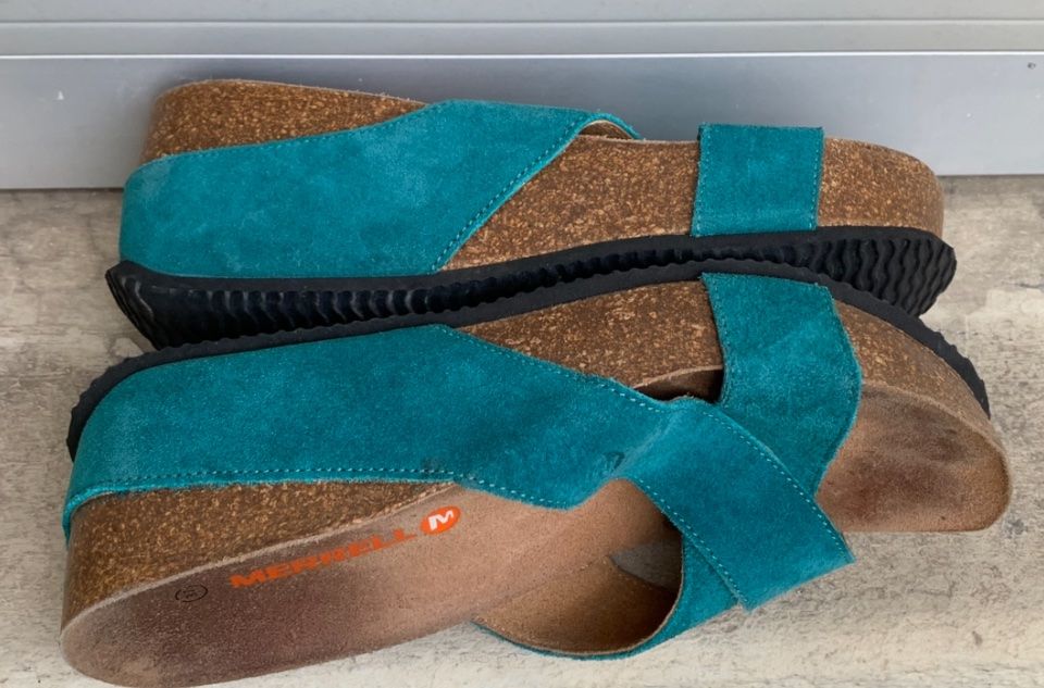 Merrell Damenschuhe: Superbe mule MERRELL cuir nubuck turquoise compensée n.37 – Gebraucht aus Martigny von only__you 5