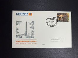SAA Erstflugbrief Johannesburg-Zürich 1985