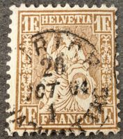 Sitzende Helvetia 36a Kat. 600.- Attest goldbronze rötlich