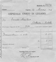 Ospedale Civico Lugano TI Ricevuta 1925