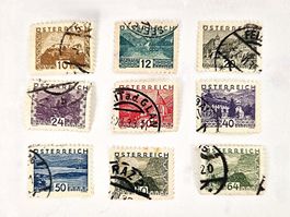 Briefmarken Österreich 1932 "Landschaften" klein
