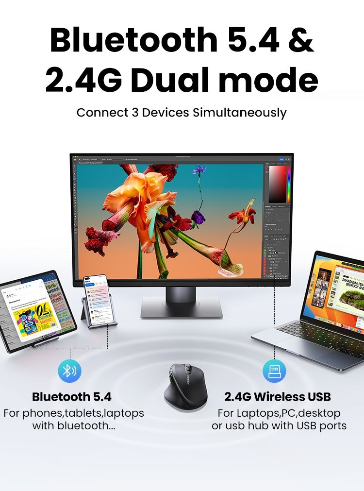 Mouse: UGREEN Bluetooth Maus Hyper-fast Scroll 5000DPI, Dual Mode – Nuovo e nell'imballaggio originale da Romanshorn venduto da pfimex 5