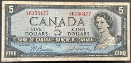 Kanada 5 Dollar Schein 1954, Banknote, Sammlerstück!