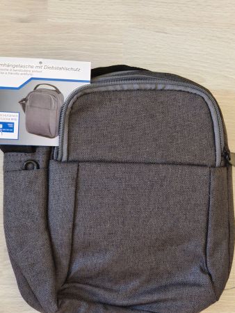 Graue Umhängetasche mit Diebstahlschutz RFID Neu