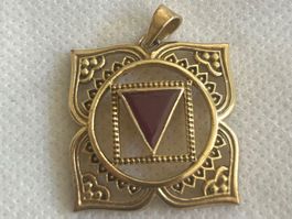 CHAKRA Anhänger 925 Silber Muladhara Chakra mit Rubin