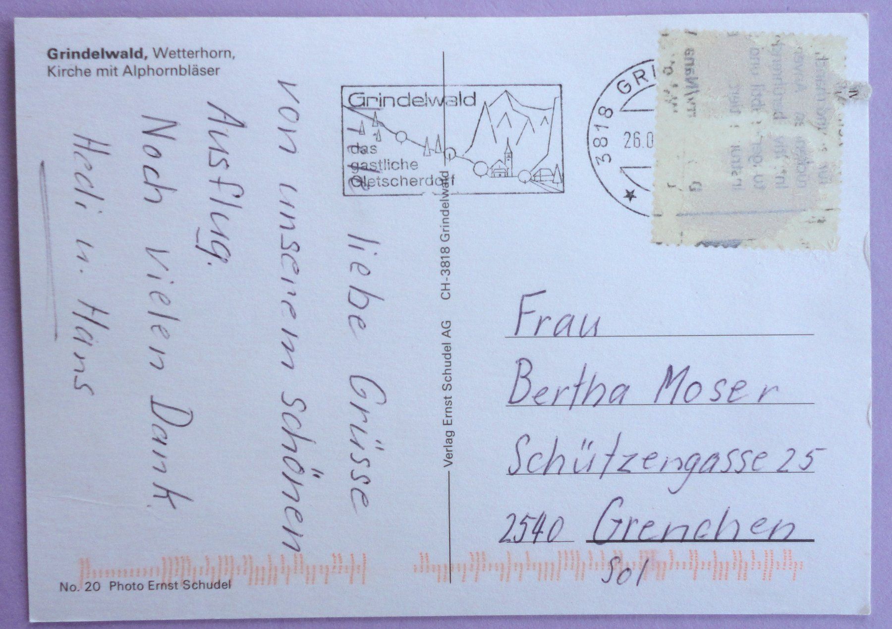 Cartes postales: Grindelwald, Kirche mit Alphornbläser – Défectueux à Fétigny par Billy2miny 1