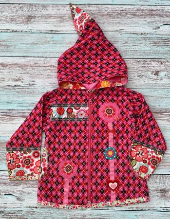 🍄🌺 UNIKAT Mädchen Kapuzen Jacke Gr 110/116 handgenäht! 🍄