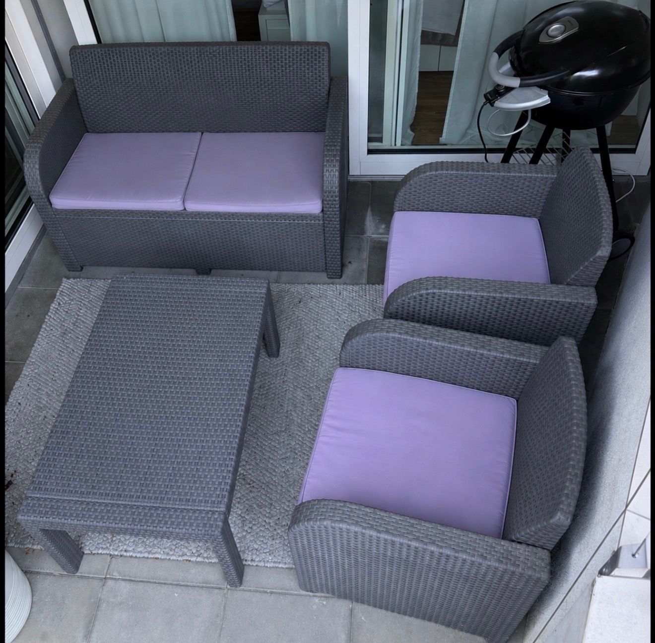 Set di tavolo e panche: Polyrattan Lounge Set komplett mit Sitzkissen – Usato da Bad Ragaz venduto da sim_k52b