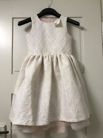 H&M Kleid Mädchen Jacquardstoff puderrosa 🌸 mit Glitzergarn