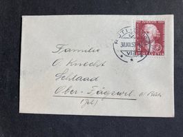 Schweiz 1957 Neujahrsgruss PJ Briefli 5 Rp RÜTI 30.XII.57