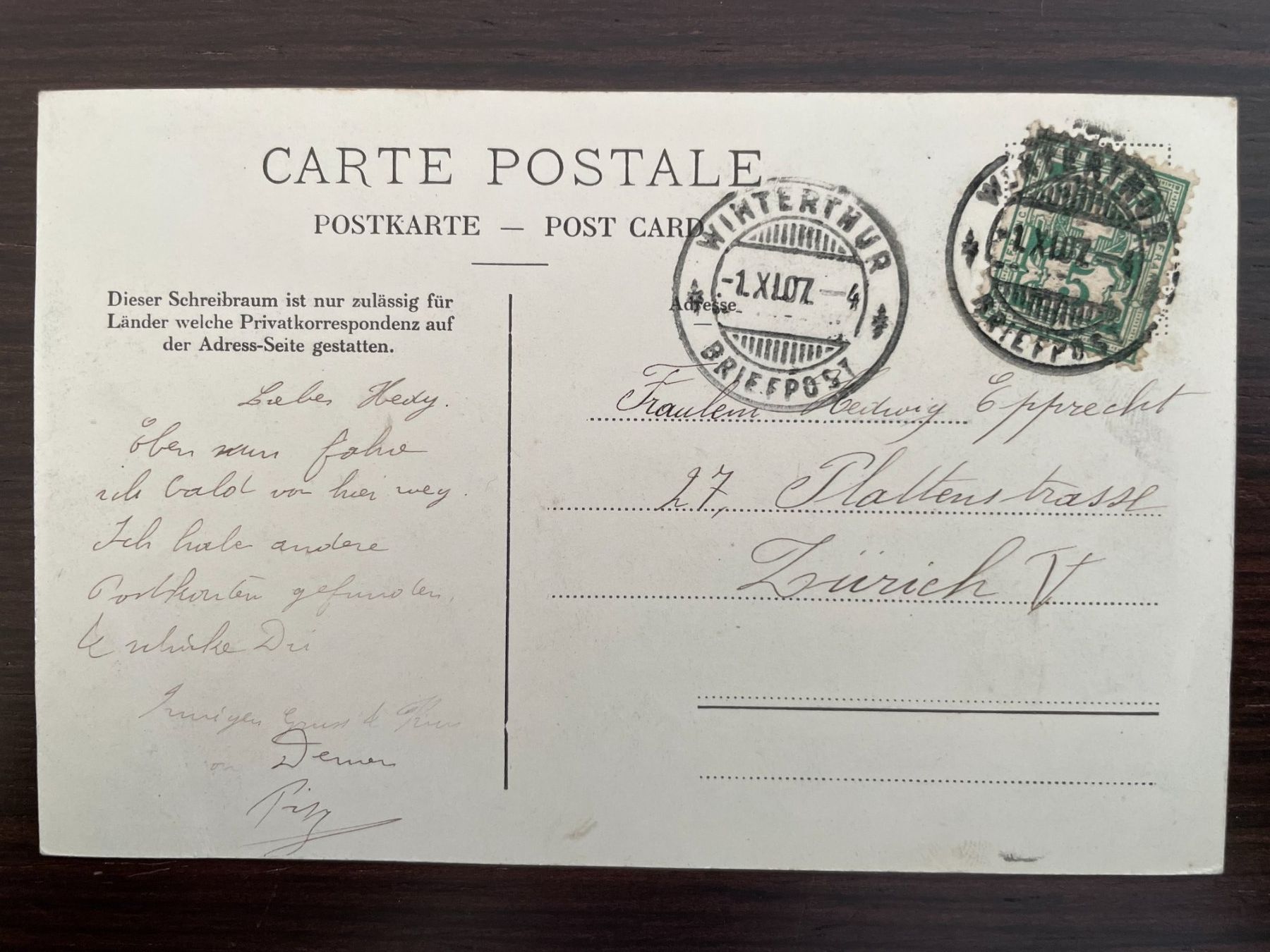 Cartoline postali: WINTERTHUR Am Walkeweiher / Walcheweiher, 2 Ansichtskarten – Usato da Wald ZH venduto da TLILEF 4