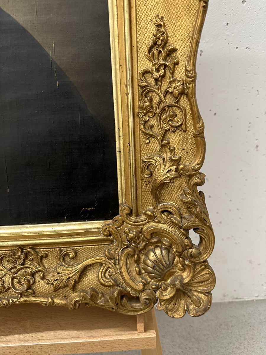 Dipinti: Antikes Ölgemälde Herrenportrait Barockrahmen – Difettoso da Ebikon venduto da Gaenggeliwaar 1